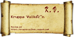 Kruppa Vulkán névjegykártya